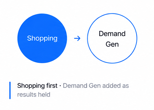 Expanded into Demand Gen as Shopping stabilized.